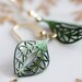 Verdigris Leaf Earrings Intricate Leaf Filigree Patina Earrings Green Earrings - E051