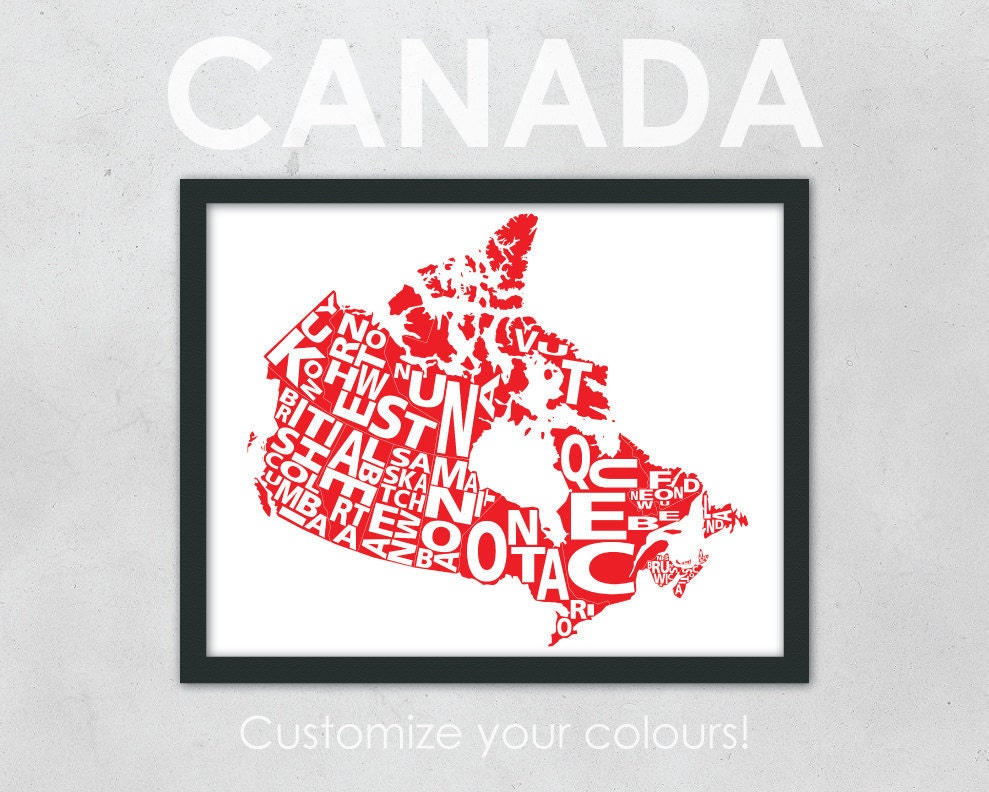 Typography Map of Canada - 11 x 14" Print