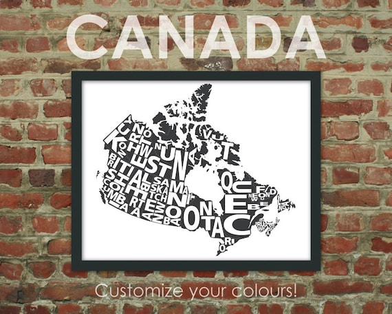 Typography Map of Canada - 11 x 14" Print