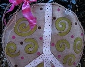 Peace Sign Burlap Door Hanger Door Decoration