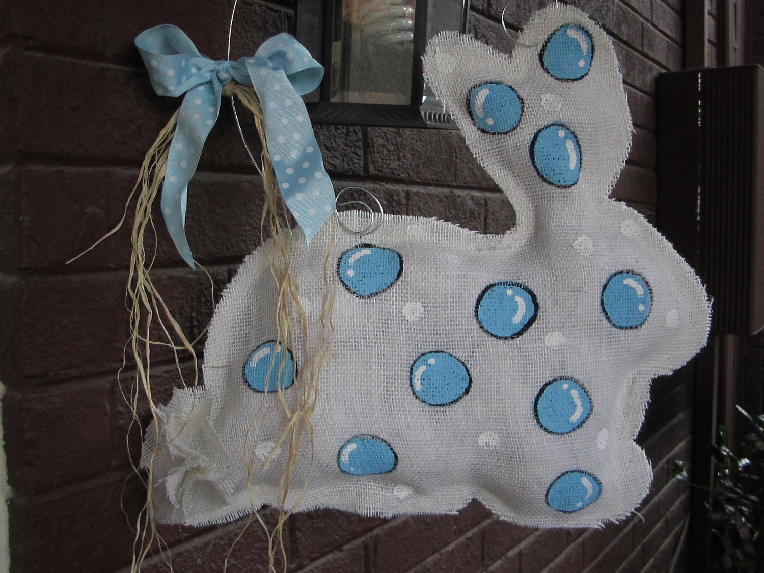 Burlap Door Hanger Bunny with tail