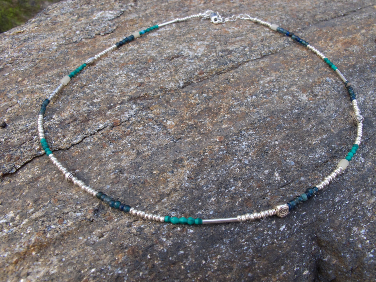 Fine Silver and Natural Stone Bead Balance Necklace