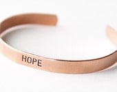 Hope Copper bracelet - hand stamped skinny cuff - personalized bracelet - custom