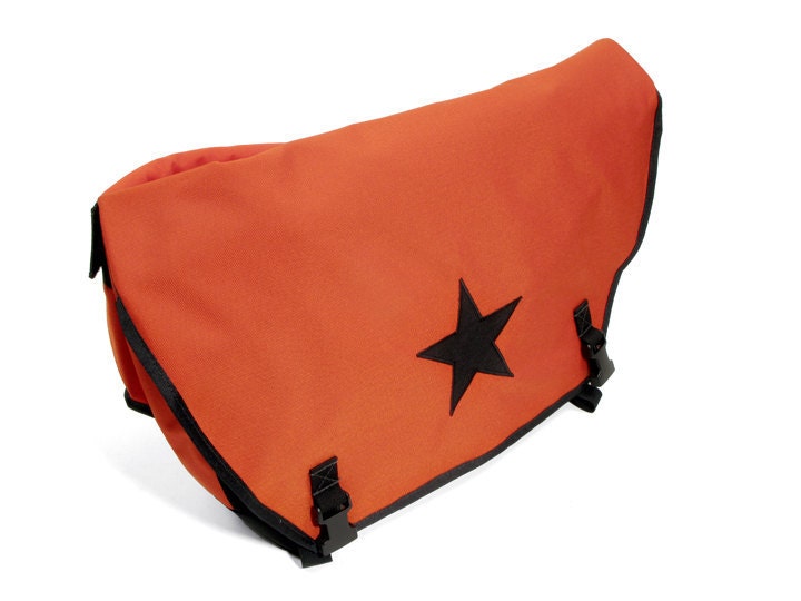 Orange and Black Medium Waterproof Messenger Bag