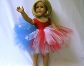 4th of July American Flag Tutu and Leotard (Swimsuit) for American Girl, 18 Inch Dolls and Bitty Baby