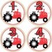 Monthly Onesie Baby Boy Stickers Plus Just Born Red Tractor Farm Transportation - 1-12 Months - Nice Gift
