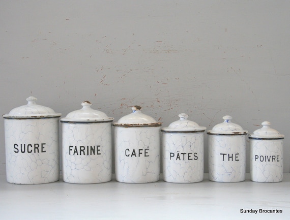 White Enamel Canister Set