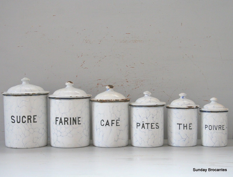 White Enamel Canister Set