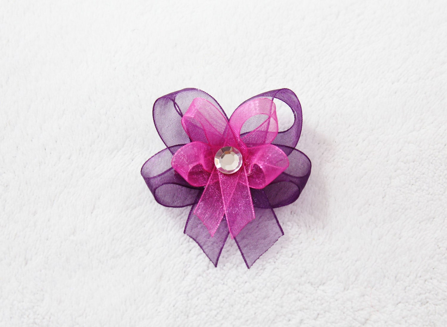 Pink and Purple Hair Bow - Girls Hair Bow - Hot Pink Purple Baby Hair Bow