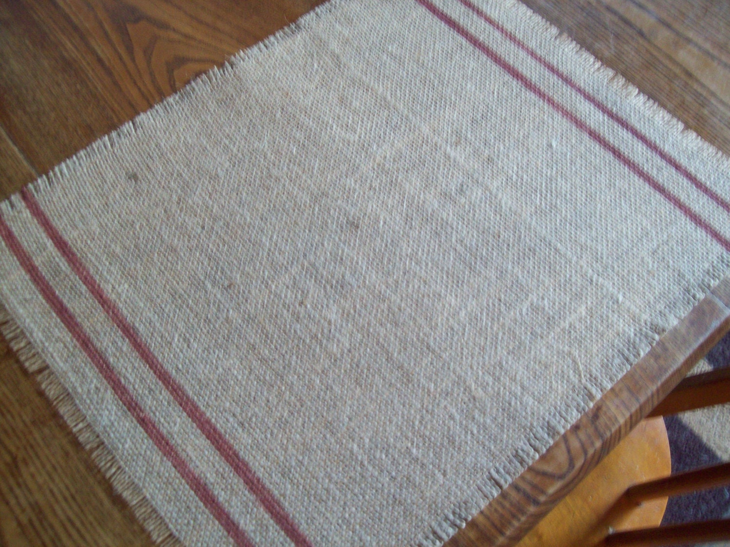 Burlap Placemats Double Stripes Set of 4 - Choice of Colors for Burlap and Stripes