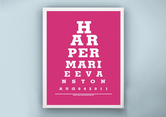 Personalized print gift for Kids room wall decor/ Baby Gift Eye exam print/ poster -"Your Child's Name" Print Buy 2 Get 1 FREE