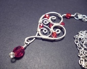 Red Sweetheart pendant  wire wrapped jewelry