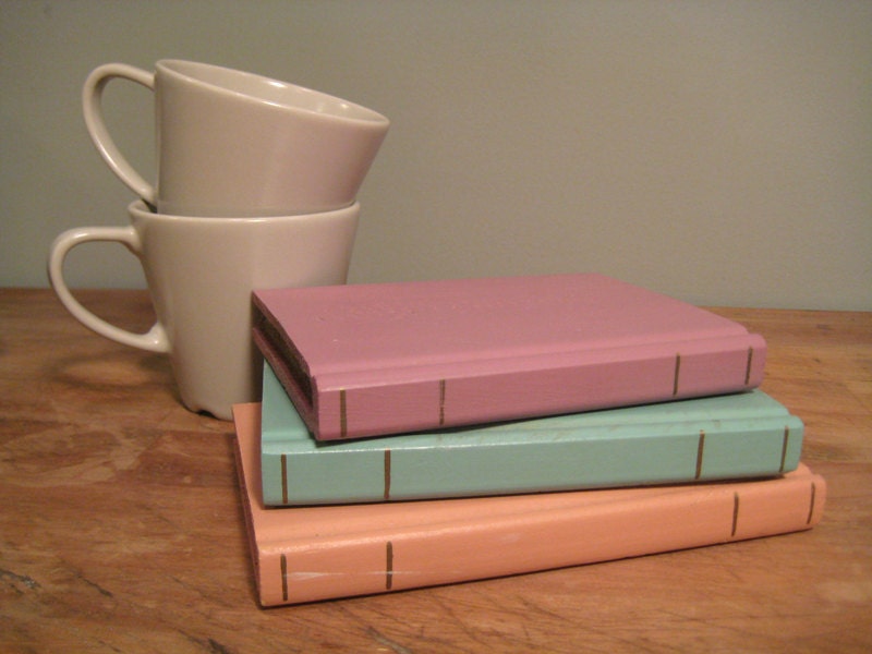 Unique Set of Vintage Painted Wooden Books