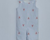2t, Boy's Jon Jon, Shortall..SALE...Lobsters on White and Blue stripe...