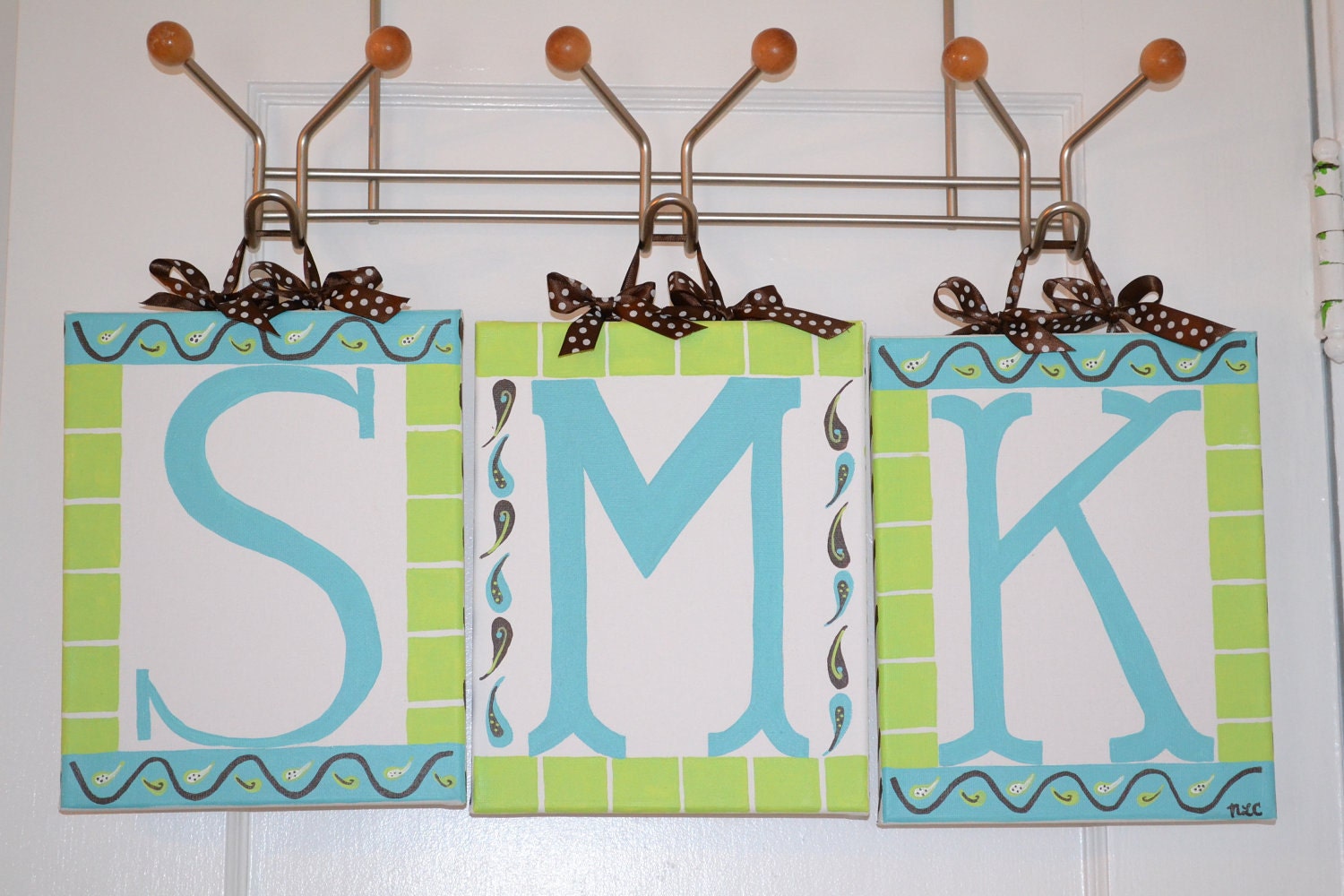 Maya Floral Monogram Initial Baby Nursery Painting Canvas Personalized Paisley Splash My Baby Sam