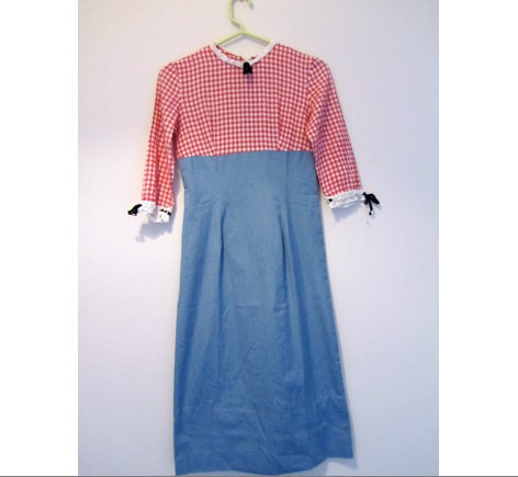 Gingham and eyelet shift dress XS
