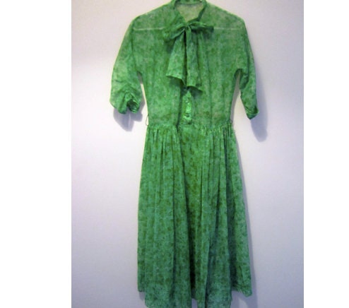 SALE Green swirl print secretary dress