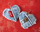 Earring - Heart-Shaped, Recycled Levi's Denim - Upcycled - The Classic
