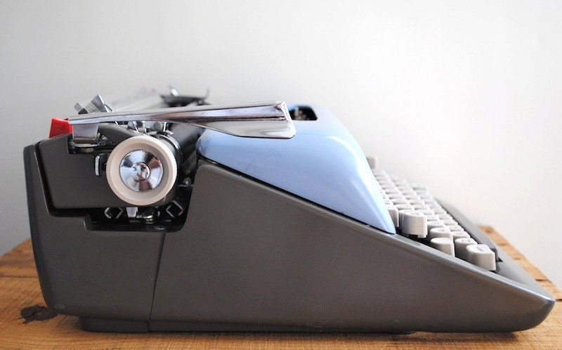 Vintage Typewriter - Blue Royal Futura 800 Portable Typewriter Retro Office Fathers Day