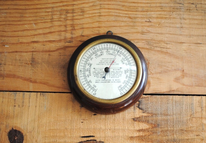 Vintage Barometer - Solid Wood Weather Station