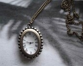 20% HOLIDAY SALE Antique Pocket Watch Necklace Bronze Pendant With Chain E143