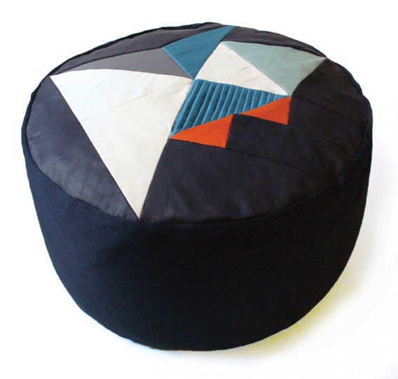 Pi.ii geometric patchwork pouffe.