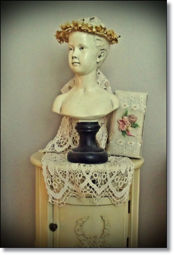 Antique Bridal Wax Headpiece : Antique Wax Bridal Garland With Rhinestones