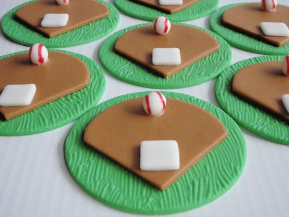 Baseball Field Edible Fondant Cupcake Topper Decorations