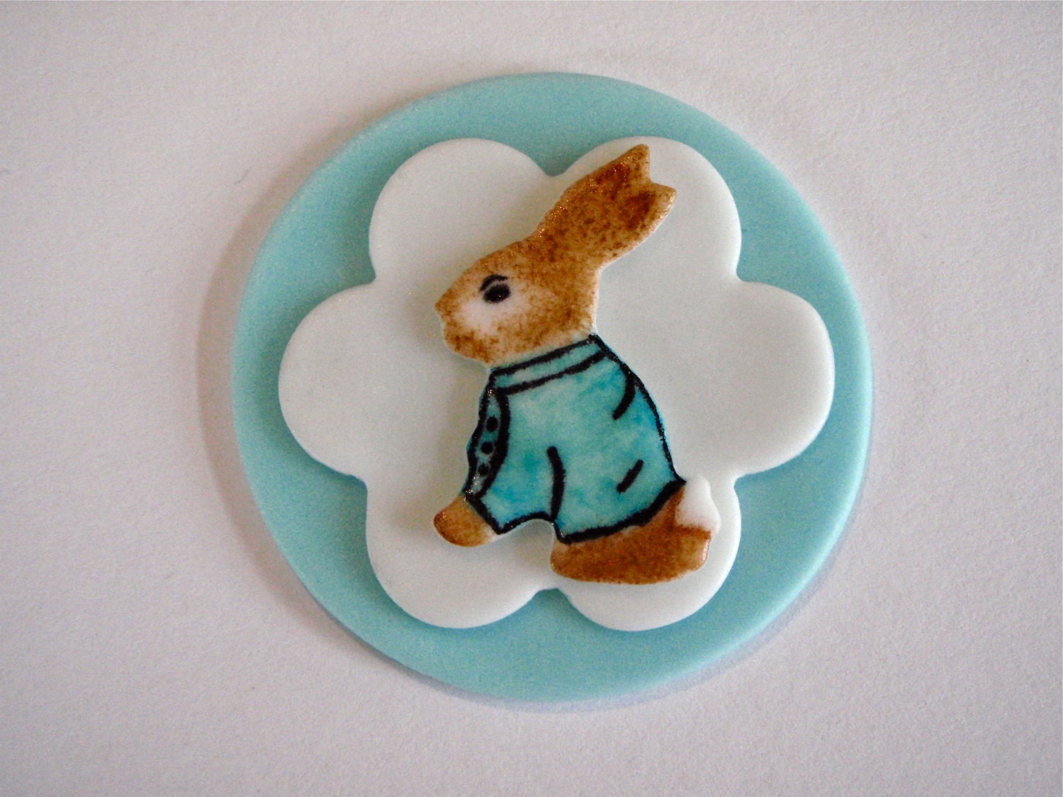 Nursery Rabbit Edible Fondant Cupcake Topper Decorations- Perfect for a baby shower or first birthday party
