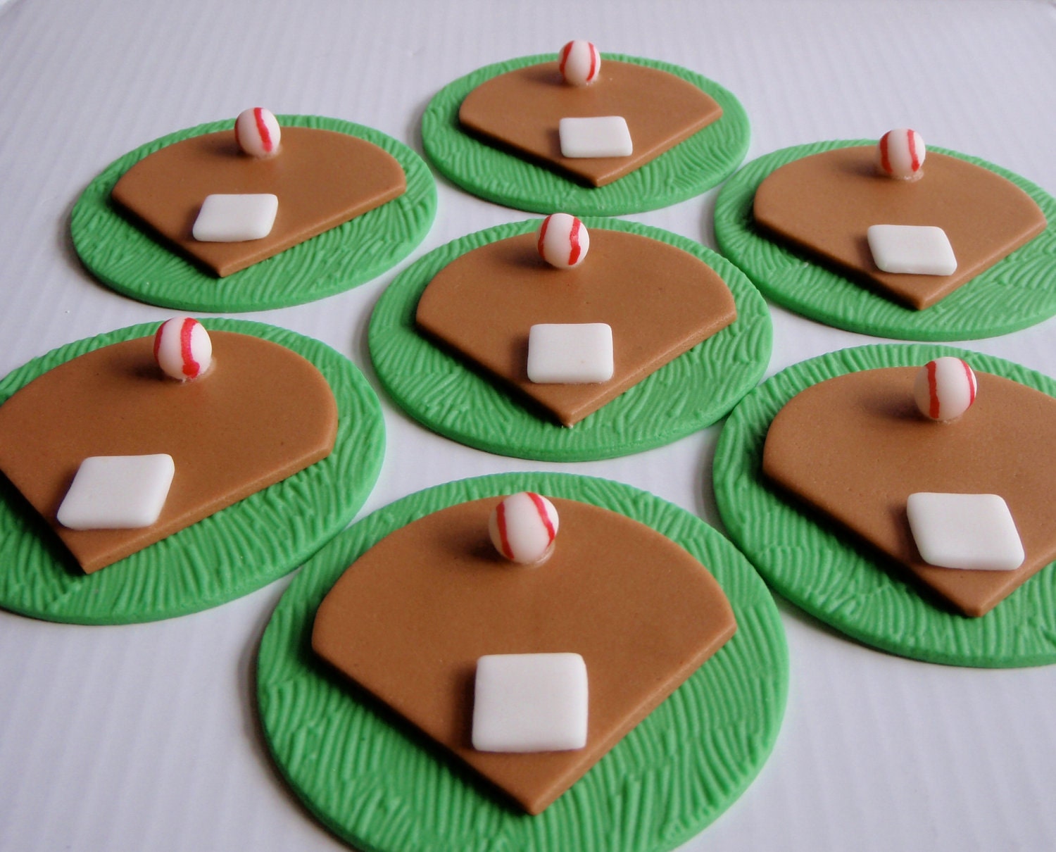 Baseball Field Edible Fondant Cupcake Topper Decorations