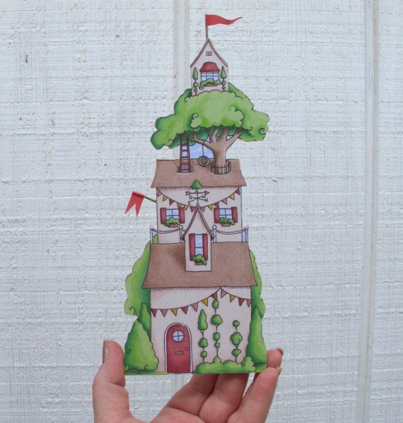 Treehouse print mini home.