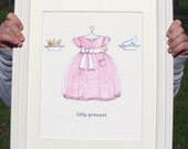 Princess dress art print ... nursery baby girls room decor.