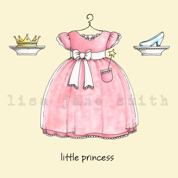 Princess dress art print ... nursery baby girls room decor.