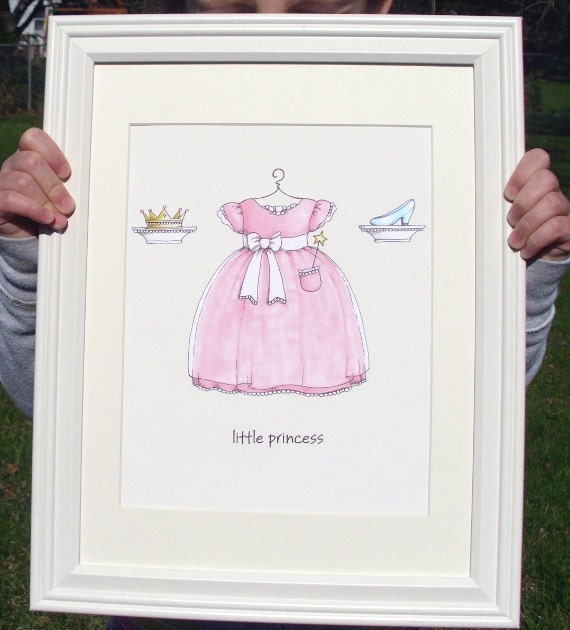 Princess dress art print ... nursery baby girls room decor.