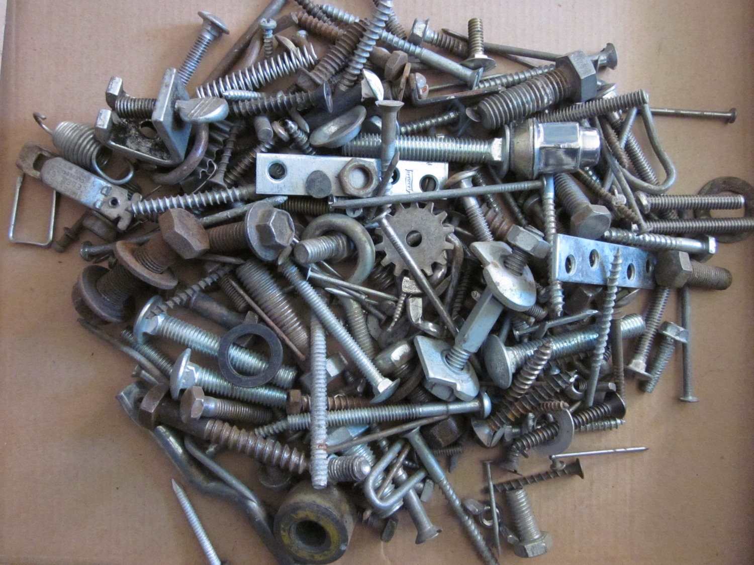Hardware rusty metal destash lot of bolts nails screws and other random parts 5 pounds number 2