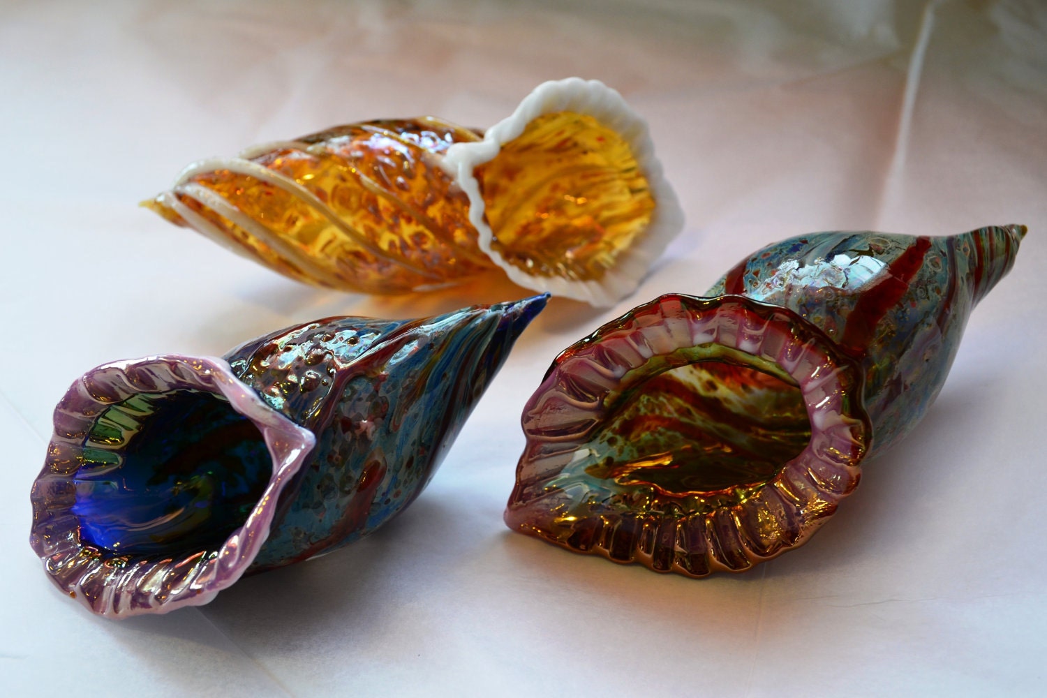 Glass Sea Shell, Small Size, Three Different Colors/Styles