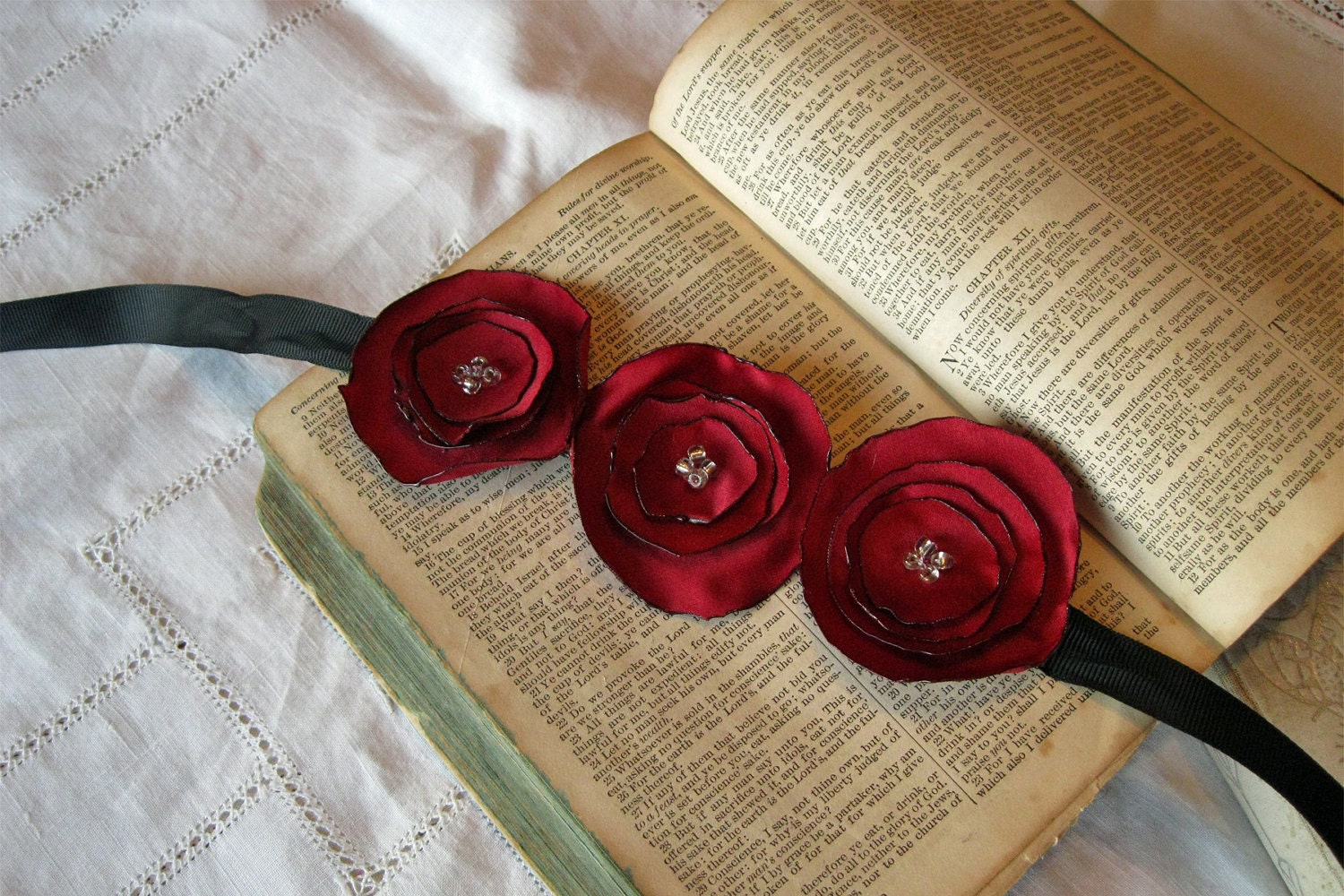Scarlet Poppy Ribbon Bracelet