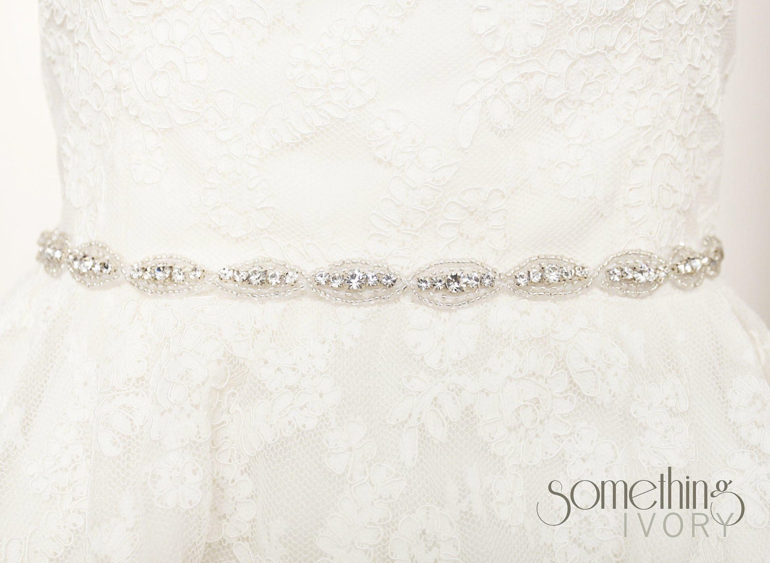MADELINE BELT - Beaded Rhinestone Bridal Belt, Wedding Sash