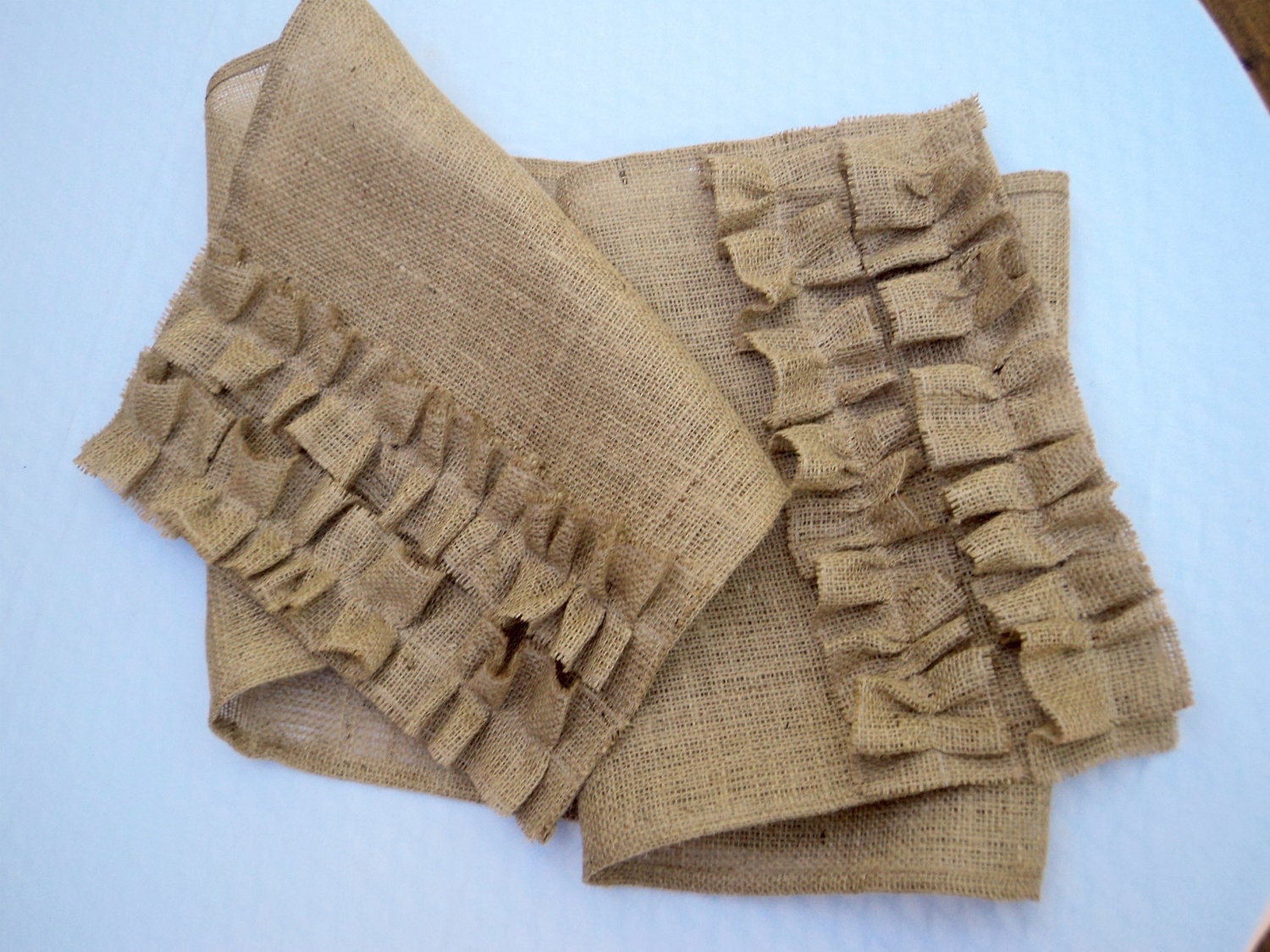 Burlap Table Runner with Ruffles 14" x 60" or  Custom Size Available