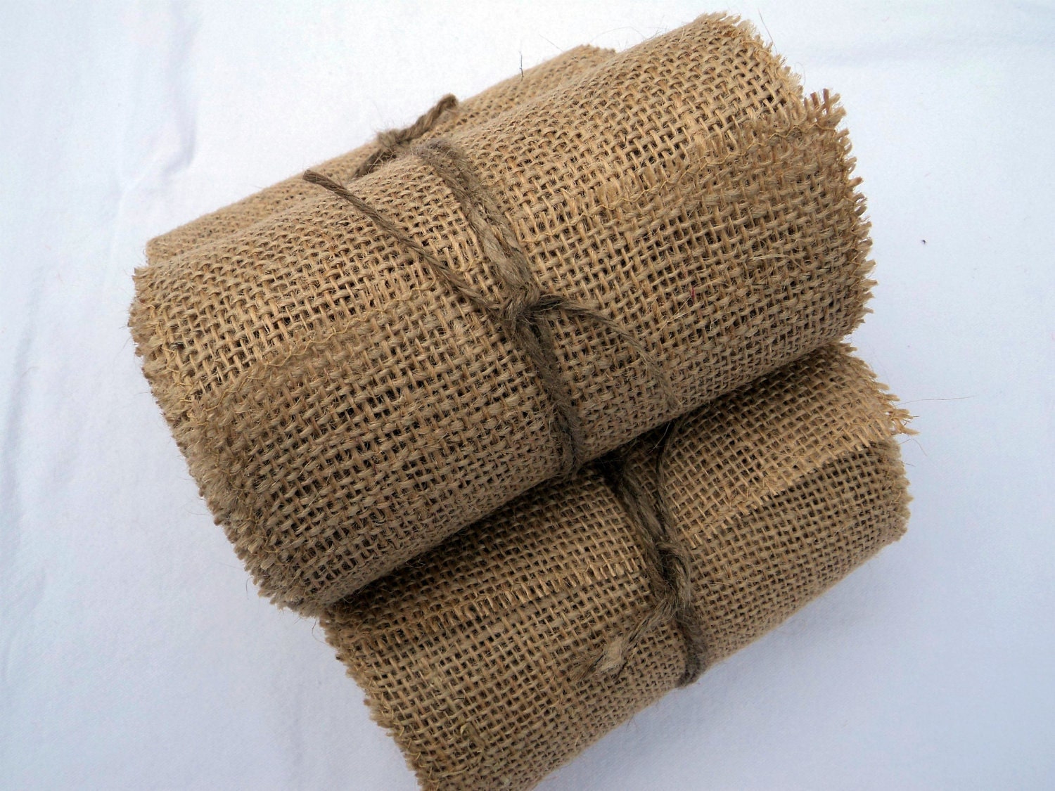 Burlap Ribbon Stitched 6" wide 12 yards Rustic Wedding Burlap Chair Sash Ribbon