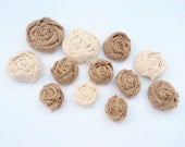 Burlap Roses Set of One Hundred Burlap Flowers Rustic Wedding Decor