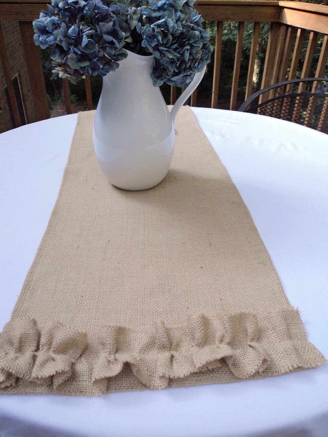 Burlap Table Runner with Ruffles Burlap Runner 14" x 60" or Custom Size Available