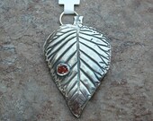 PMC Leaf pendant with Cubic Zirconia stone