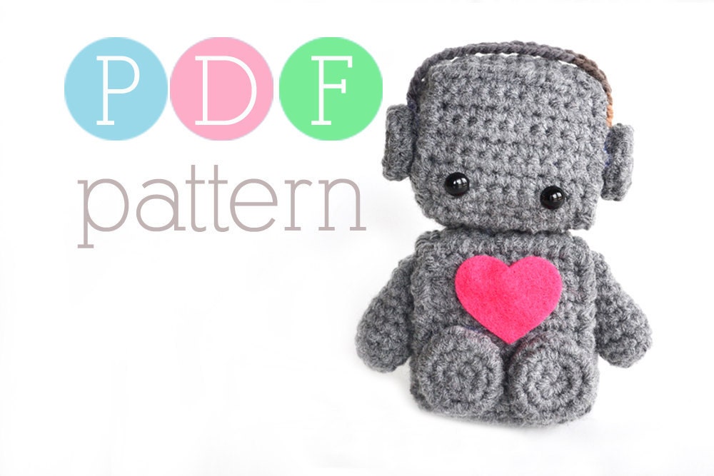 Amigurumi Romantic Robot - Crochet PDF Pattern - INSTANT DOWNLOAD