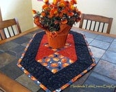 Autumn Table Runner Fall Leaves and Pumpkins Table Quilt Placemat Table Linens Handmade