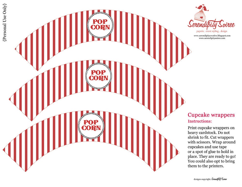 Vintage Popcorn party - Printable cupcake wrappers - Popcorn party, movie party Il_170x135