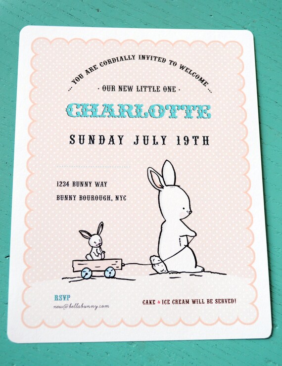 Custom printable invitation - (Baby Bella Bunny) Sip and See, First Birthday, Baby Shower , Easter Il_570xn
