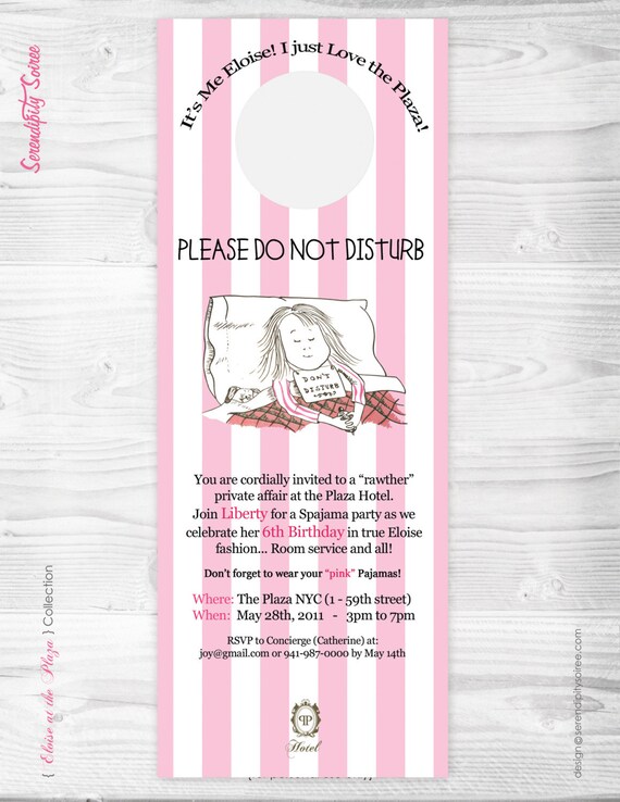 Eloise at the Plaza - Custom Printable Invitation - Do Not disturb door hanger Il_570xn