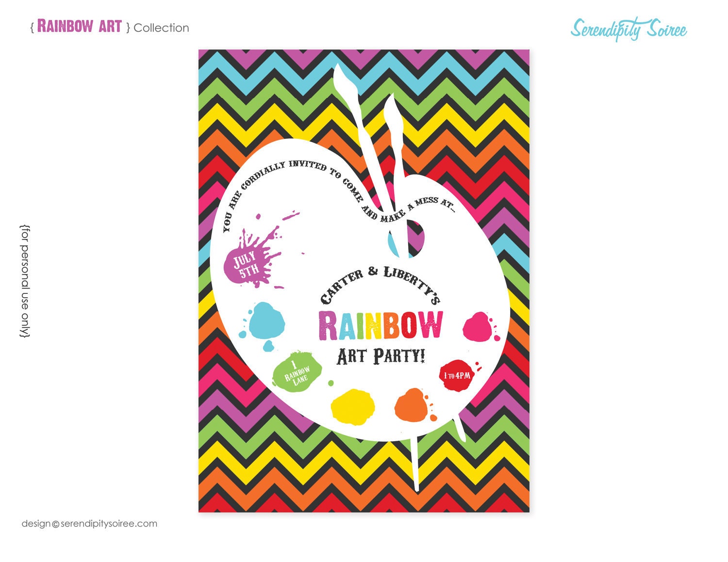 Rainbow Art- Custom Printable Invitation - 4 styles to choose - Rainbow art party, art party, rainbow party
