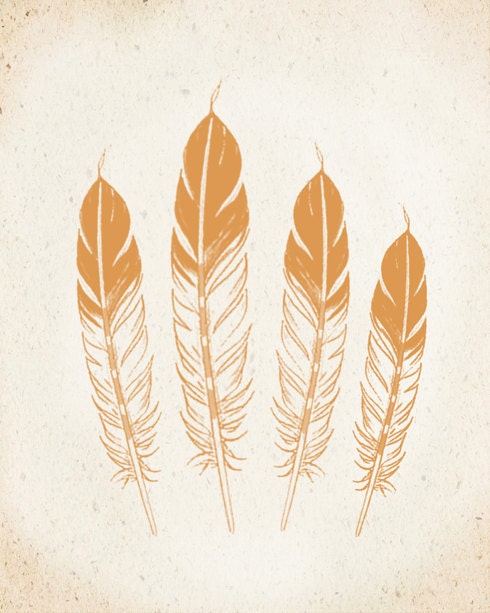 4 Native Feathers Art Print 8x10 inch CHOOSE your COLOR, SALE buy 2 get 3